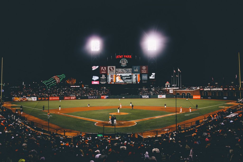 Baseball field at night